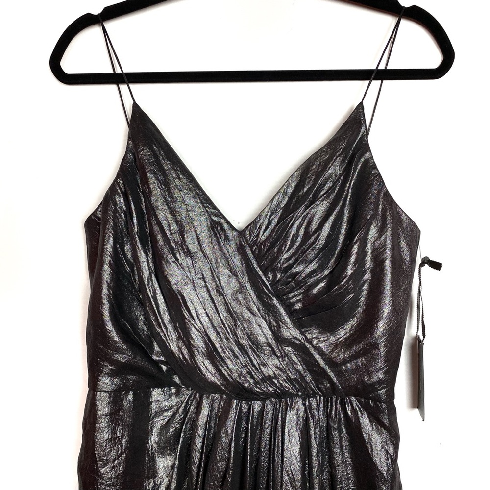 NEW Vera Wang Metallic Black Silver Evening Chiffon Dress $368 - Picture 3 of 8
